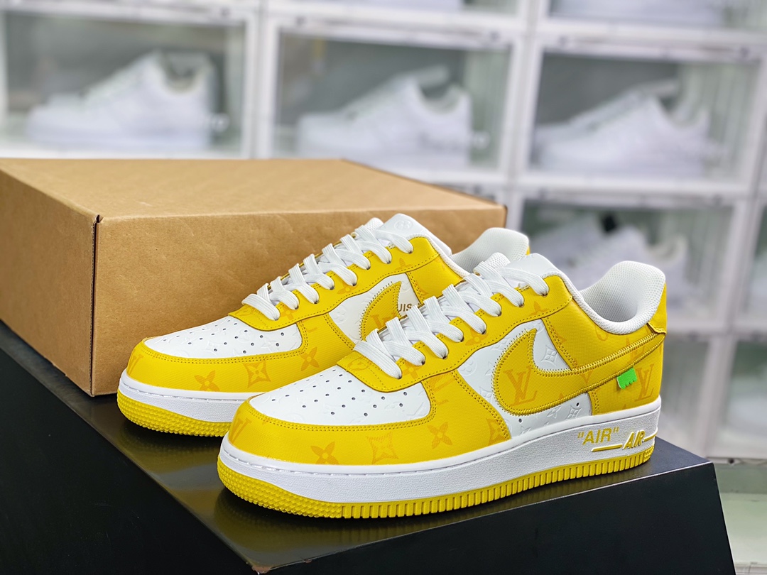 300 路易威登 x Air Force 1'07 LV8 Low”Lemon Yellow/White/LV Monogram”空军一号系列低帮经典百搭休闲运动板鞋AEU3BM16M693-3308-8