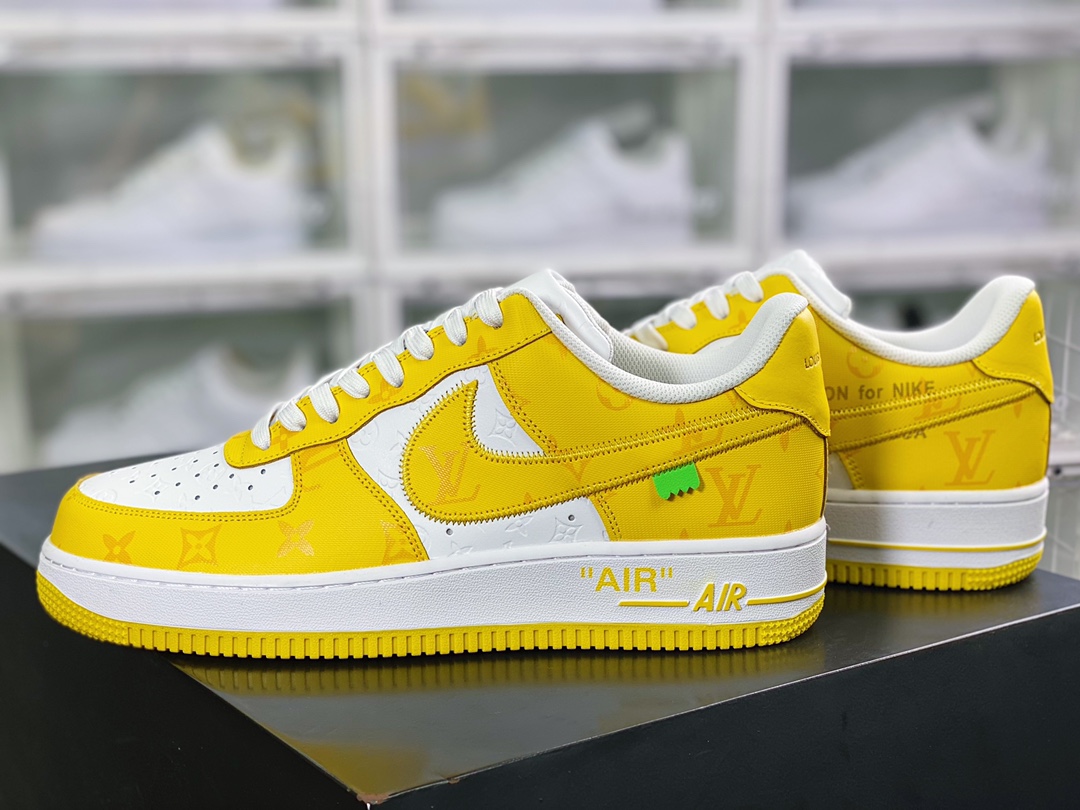 300 路易威登 x Air Force 1'07 LV8 Low”Lemon Yellow/White/LV Monogram”空军一号系列低帮经典百搭休闲运动板鞋AEU3BM16M693-3308-8