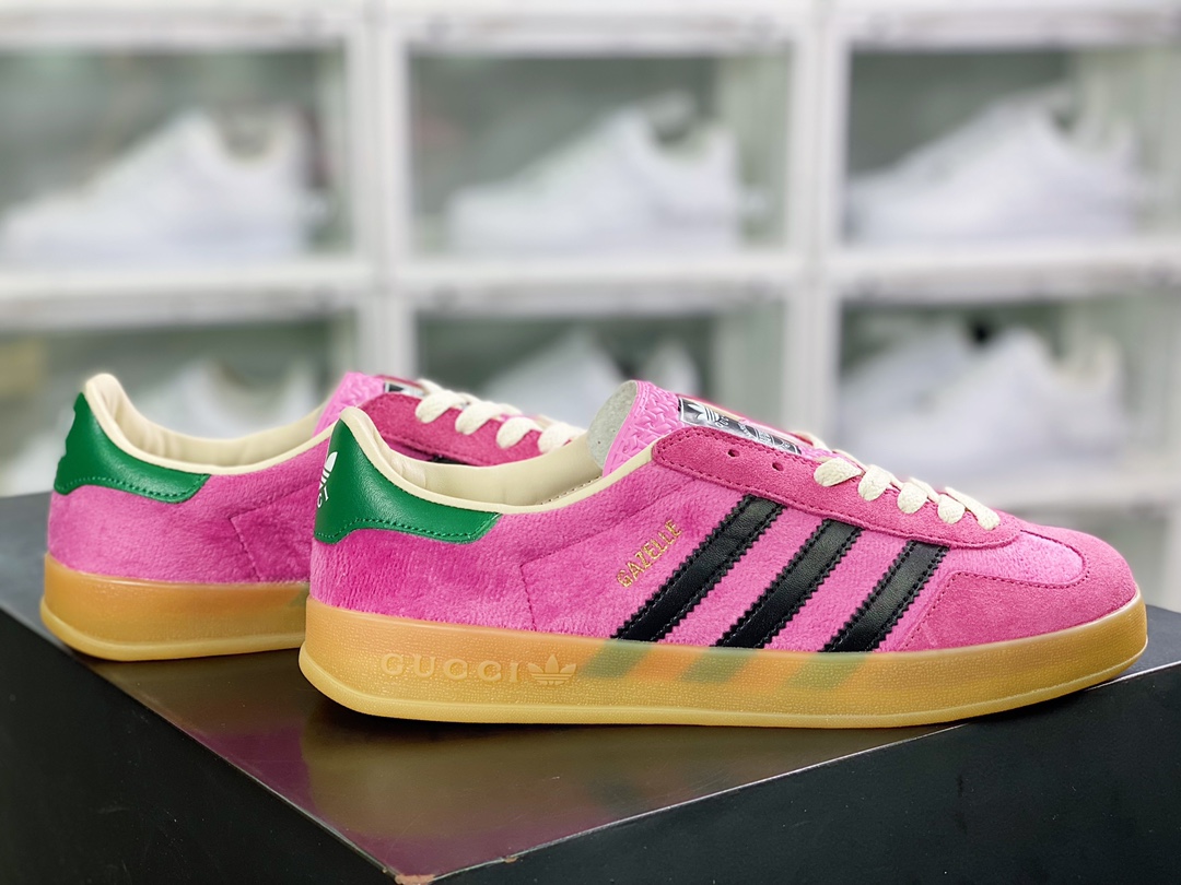 Originals Gazelle ”Esquisite Gucci” Antelope series low-top retro all-match casual sports shoes ”velvet pink green black” 707864 9STU0 5960