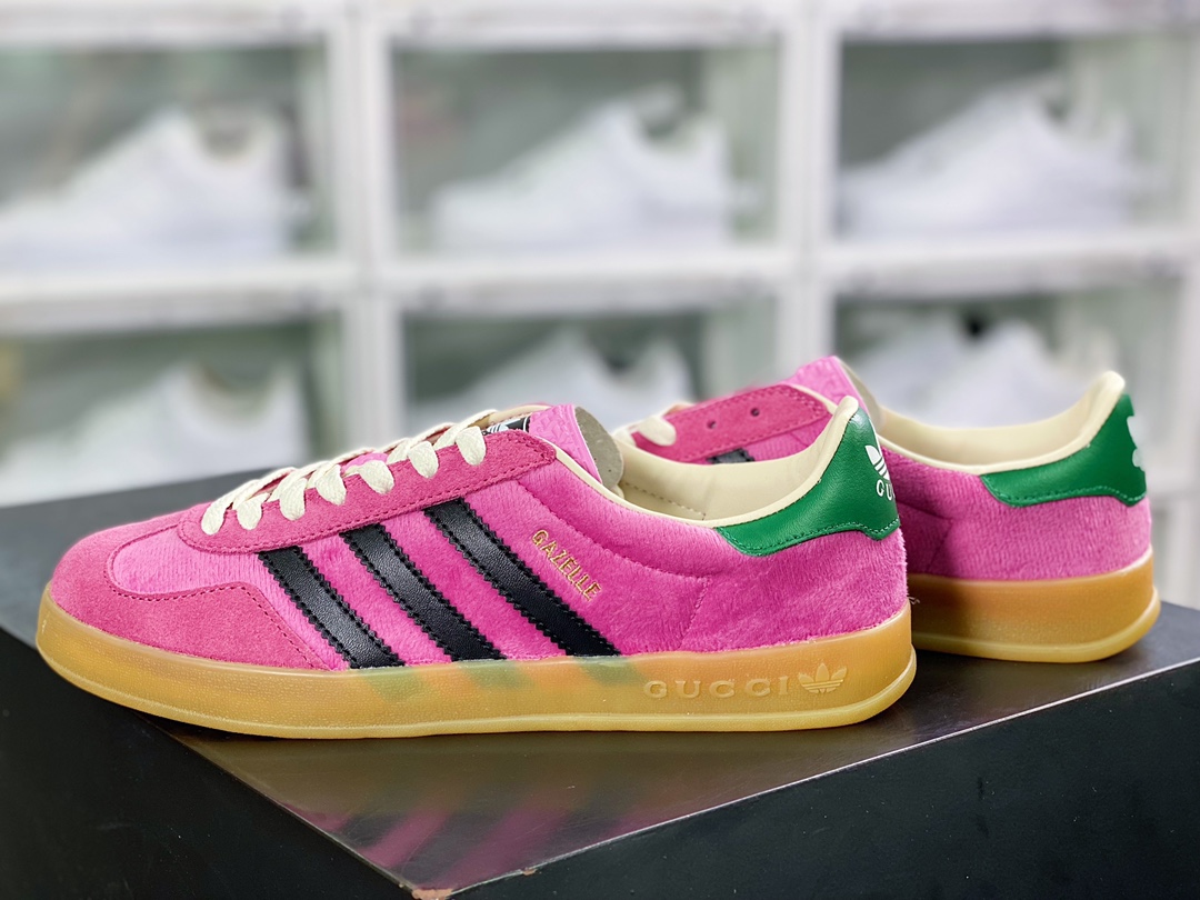 Originals Gazelle ”Esquisite Gucci” Antelope series low-top retro all-match casual sports shoes ”velvet pink green black” 707864 9STU0 5960