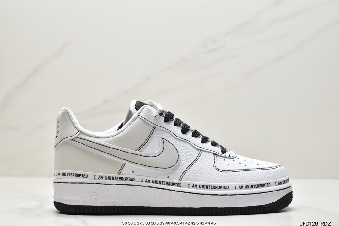 170 詹皇公司联名款Uninterrupted x Nike Air Force 1 签名涂鸦3M 空军一号经典百搭休闲运动板鞋CQ0494-001