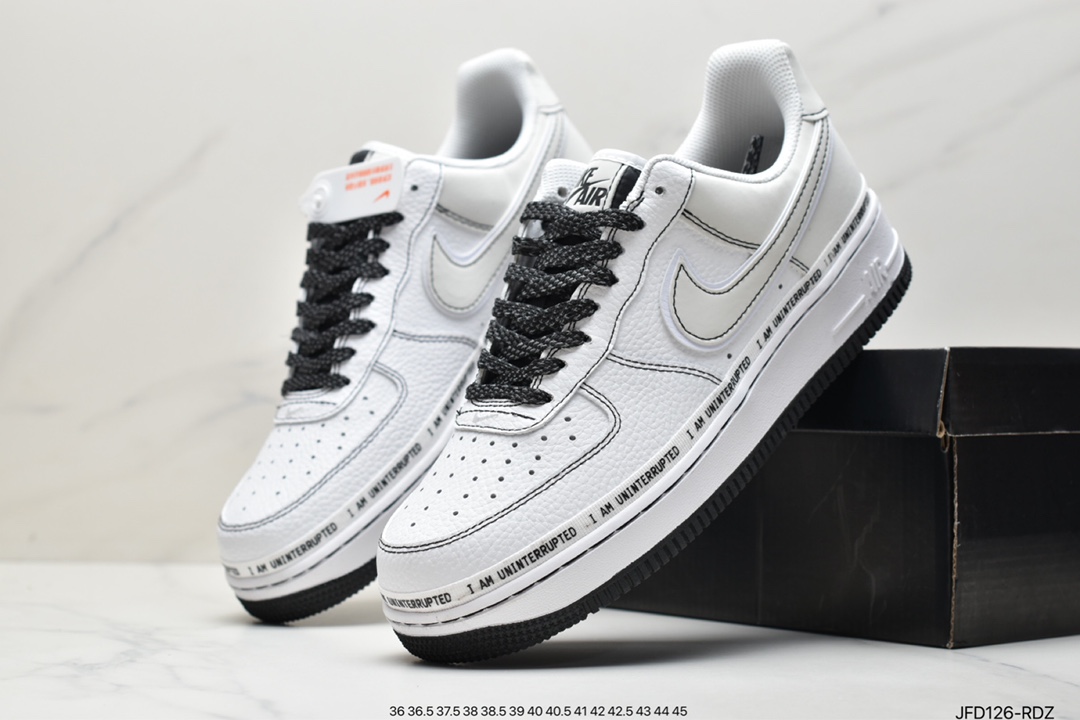 170 詹皇公司联名款Uninterrupted x Nike Air Force 1 签名涂鸦3M 空军一号经典百搭休闲运动板鞋CQ0494-001