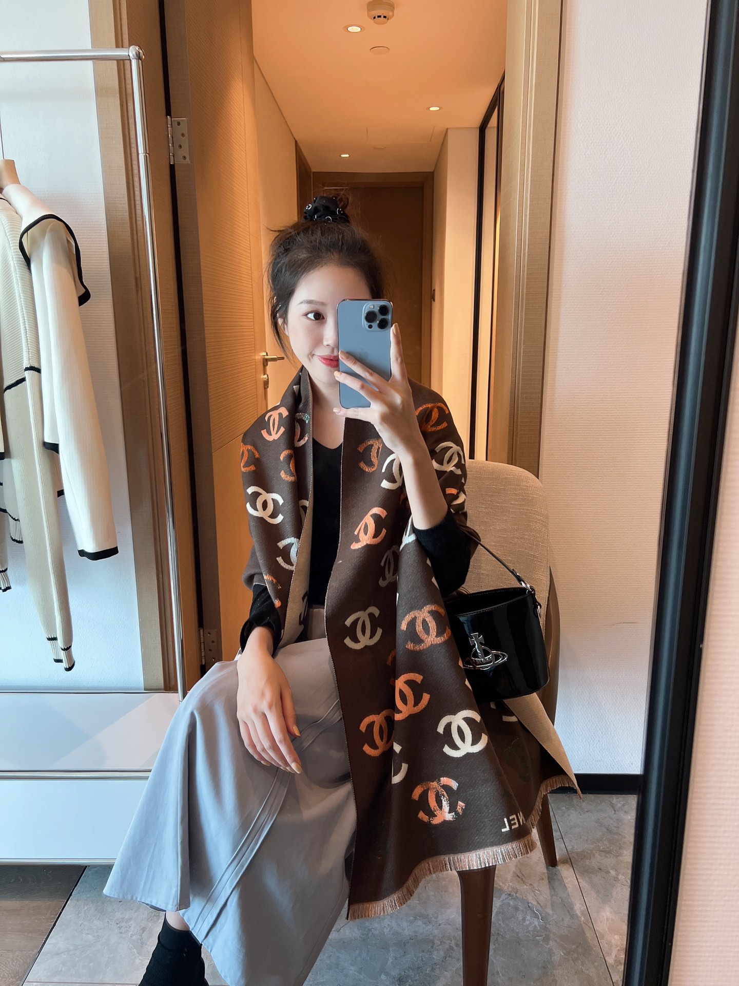 Chanel Haute Couture Silk Twill Scarf Shawl Ref 4