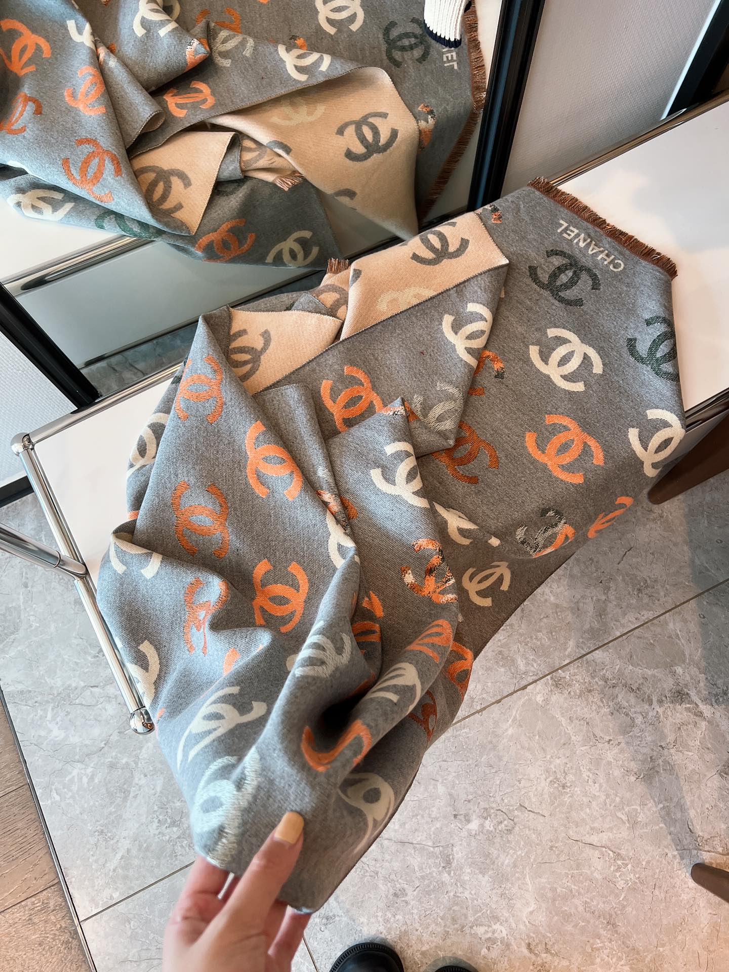 Chanel Haute Couture Silk Twill Scarf Shawl Ref 8