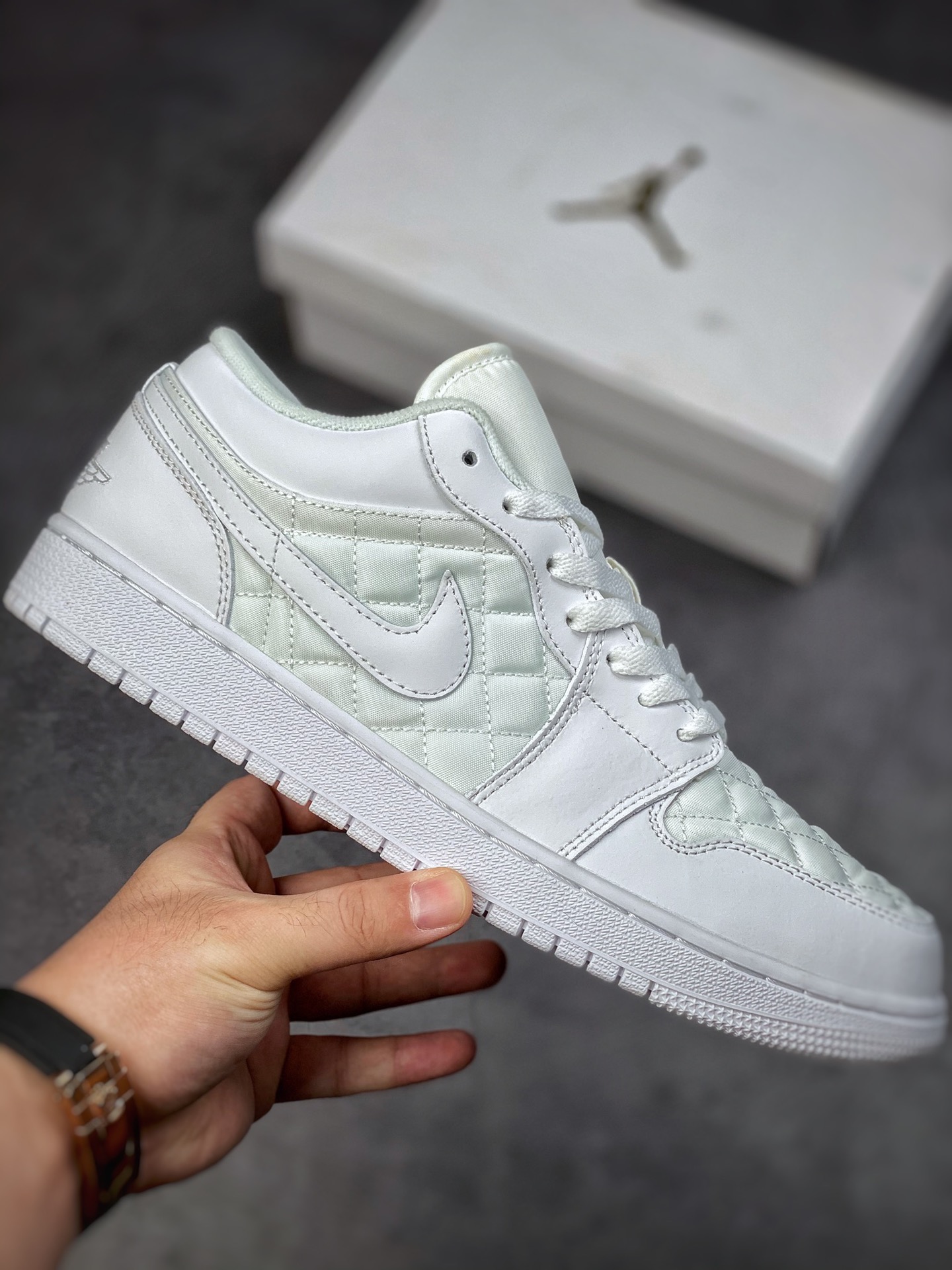 200 Air Jordan 1 Low 纯白菱格纹 乔1休闲板鞋 DB6480-100