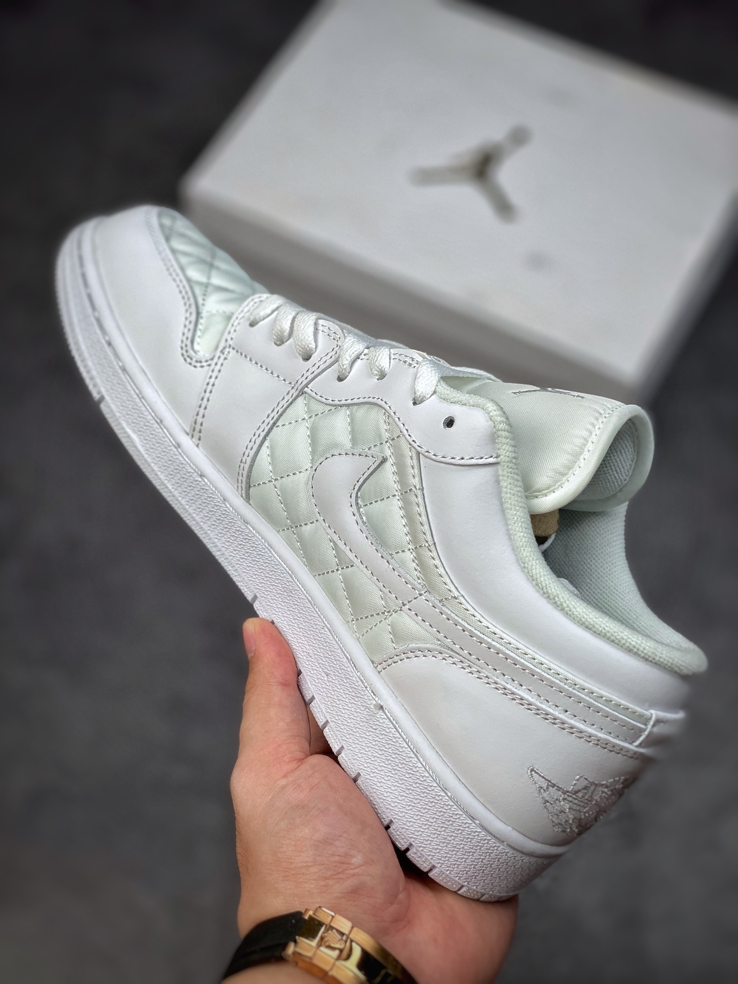 200 Air Jordan 1 Low 纯白菱格纹 乔1休闲板鞋 DB6480-100