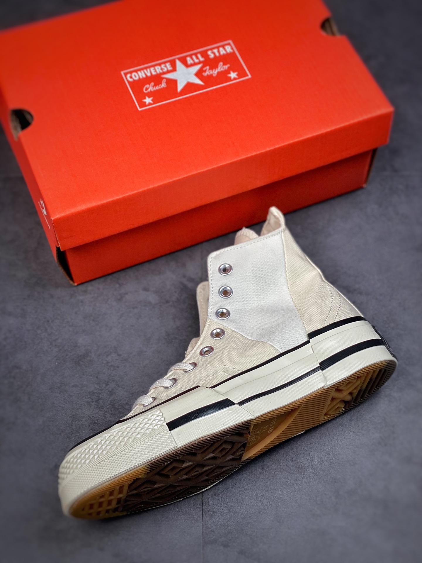 180 匡威Converse Chuck Taylor All Star 1970s High Plus”Light Yellow/White”帆布米白不对称解构A00915C