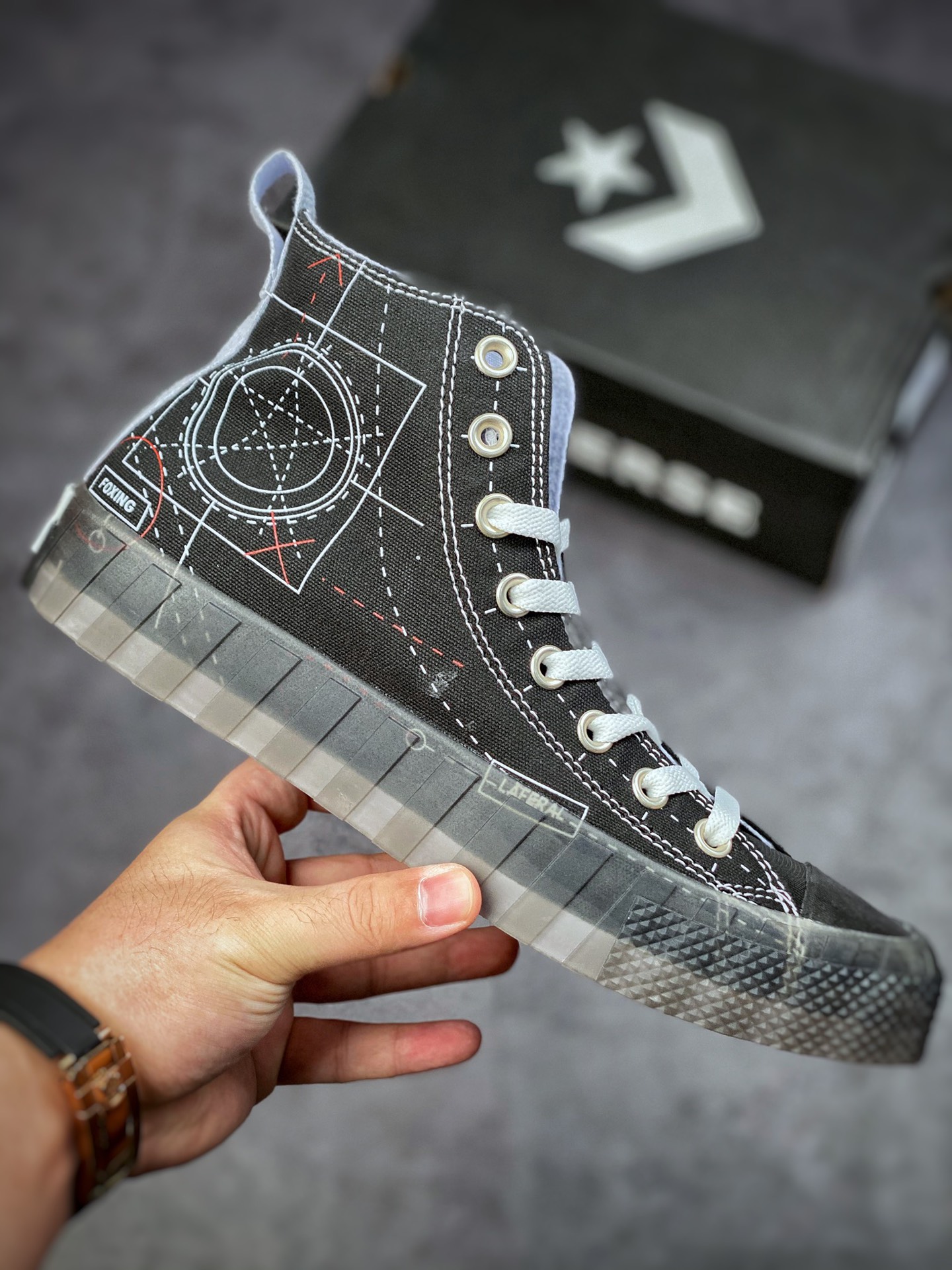 160  Converse Chuck Taylor All Star CX中性水晶透明果冻底帆布高帮鞋 173207C