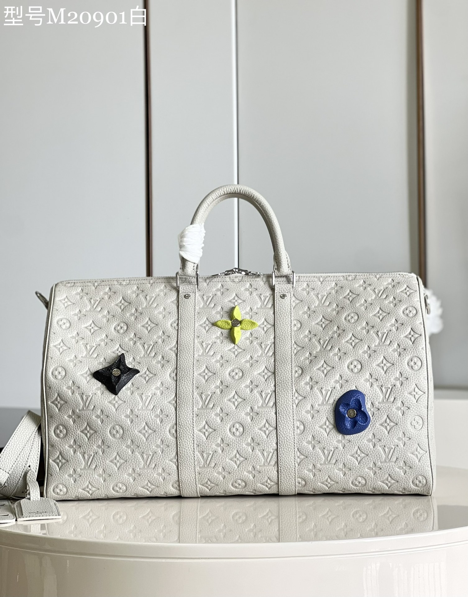 Louis Vuitton LV Keepall Travel Bags White Taurillon Cowhide Fall/Winter Collection M20901