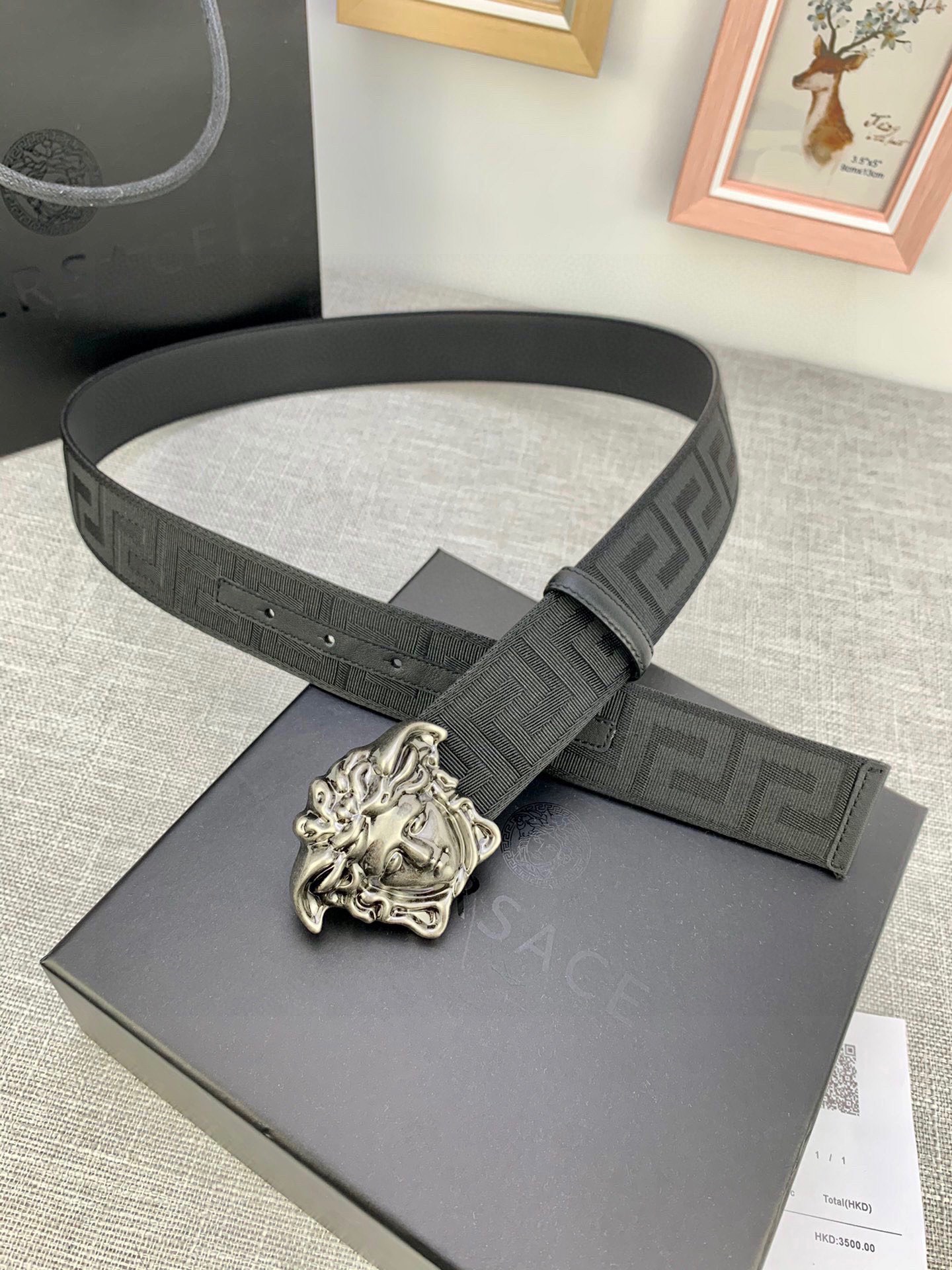 Versace Canvas Dresser with Medusa Headbutton, 4.0 cm Width (French Style) - 图片 1