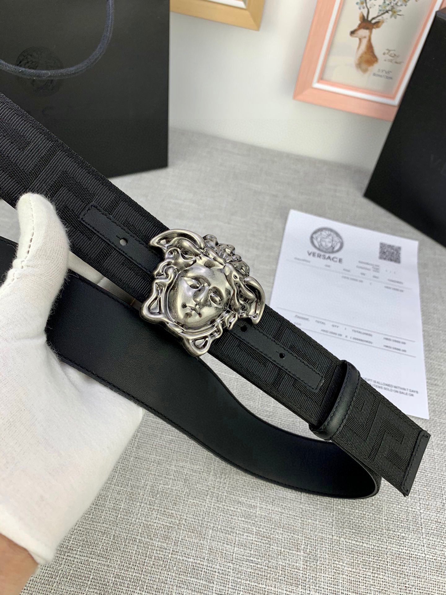 Versace Canvas Dresser with Medusa Headbutton, 4.0 cm Width (French Style) - 图片 4