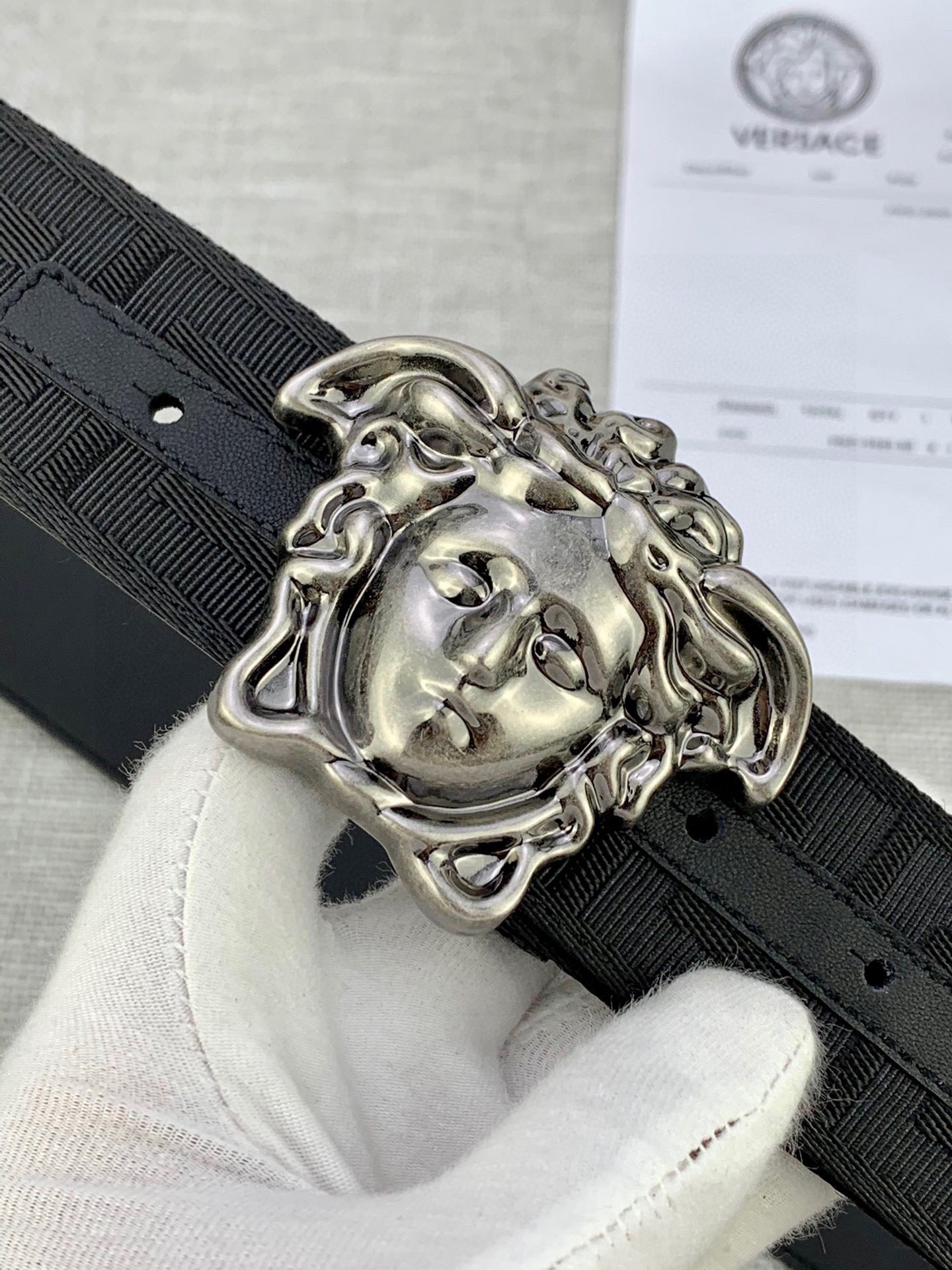 Versace Canvas Dresser with Medusa Headbutton, 4.0 cm Width (French Style) - 图片 5
