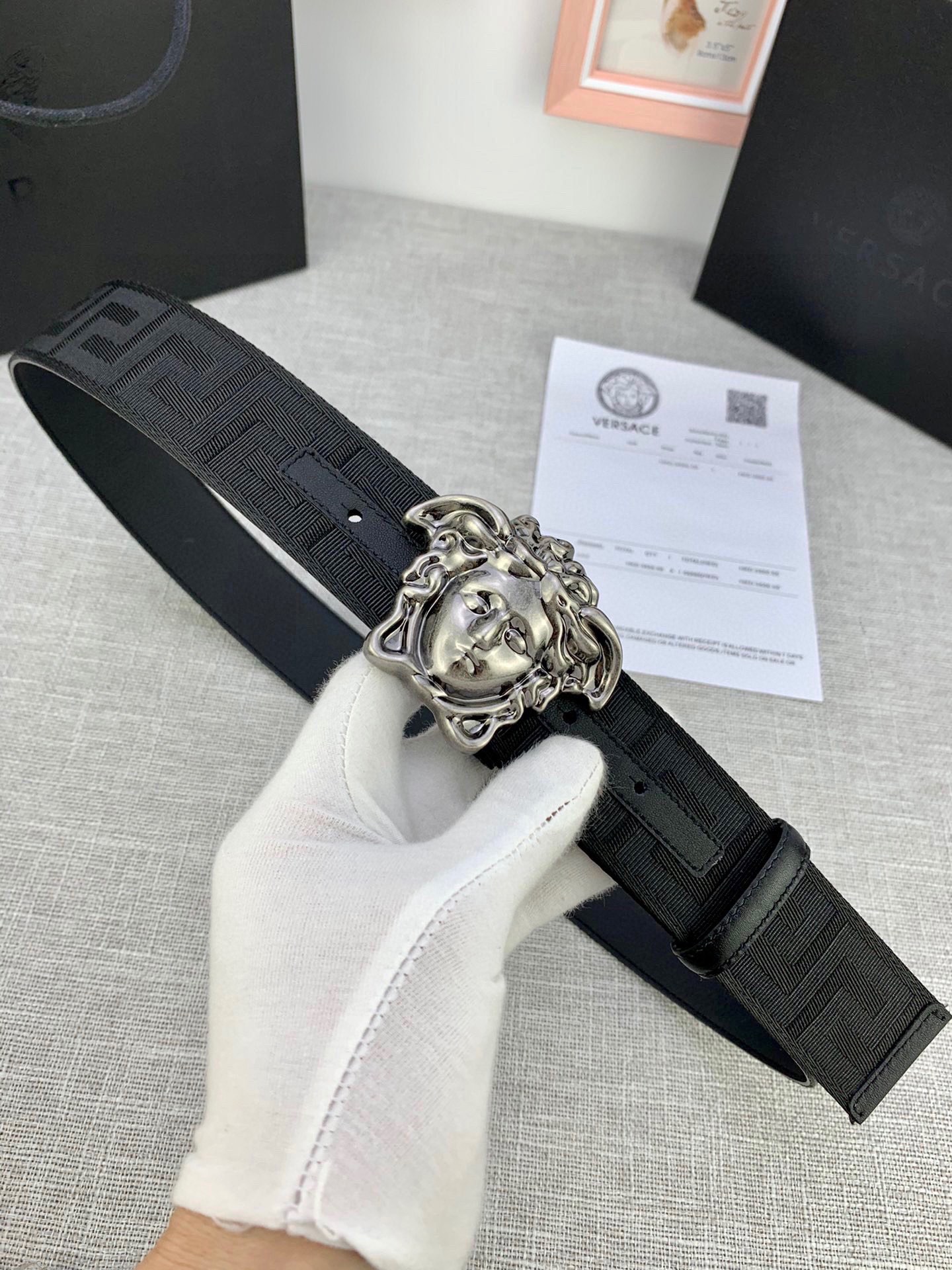 Versace Canvas Dresser with Medusa Headbutton, 4.0 cm Width (French Style) - 图片 2