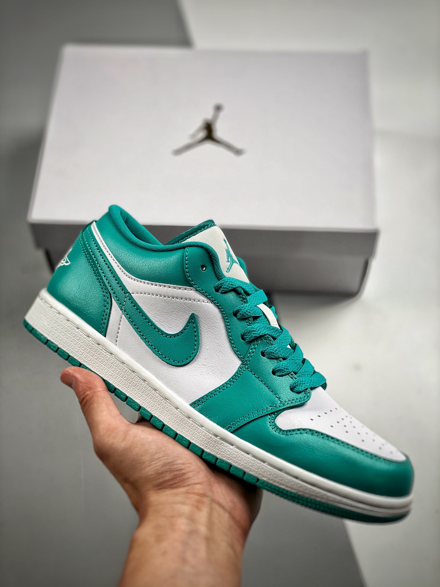 -4 Versión verificable Air Jordan 1 Low blanco y verde único en el mercado cuero de primera capa exclusivo desarrollo c…