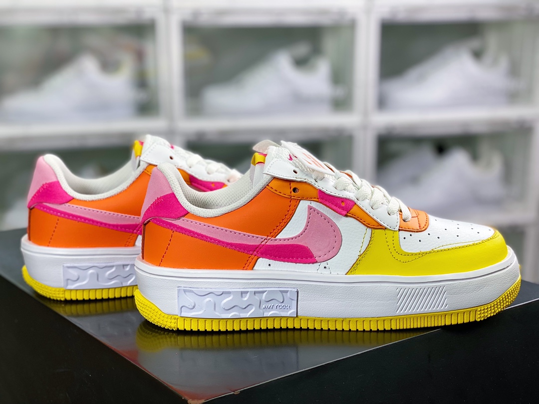 220  Wmns Air Force 1 Fontanka”White/Yellow/Pink”空军一号错位解构系列低帮轻量百搭休闲运动板鞋DX2675-100