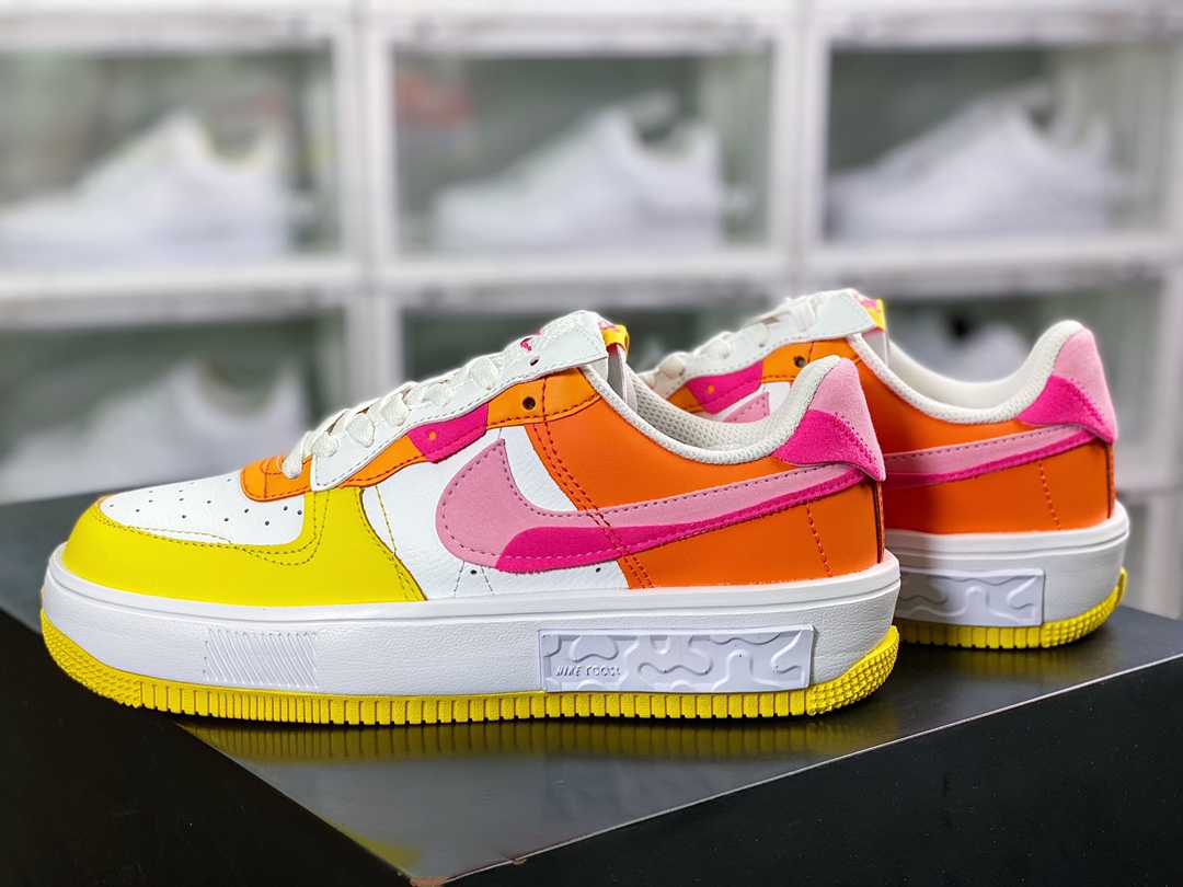 220  Wmns Air Force 1 Fontanka”White/Yellow/Pink”空军一号错位解构系列低帮轻量百搭休闲运动板鞋DX2675-100
