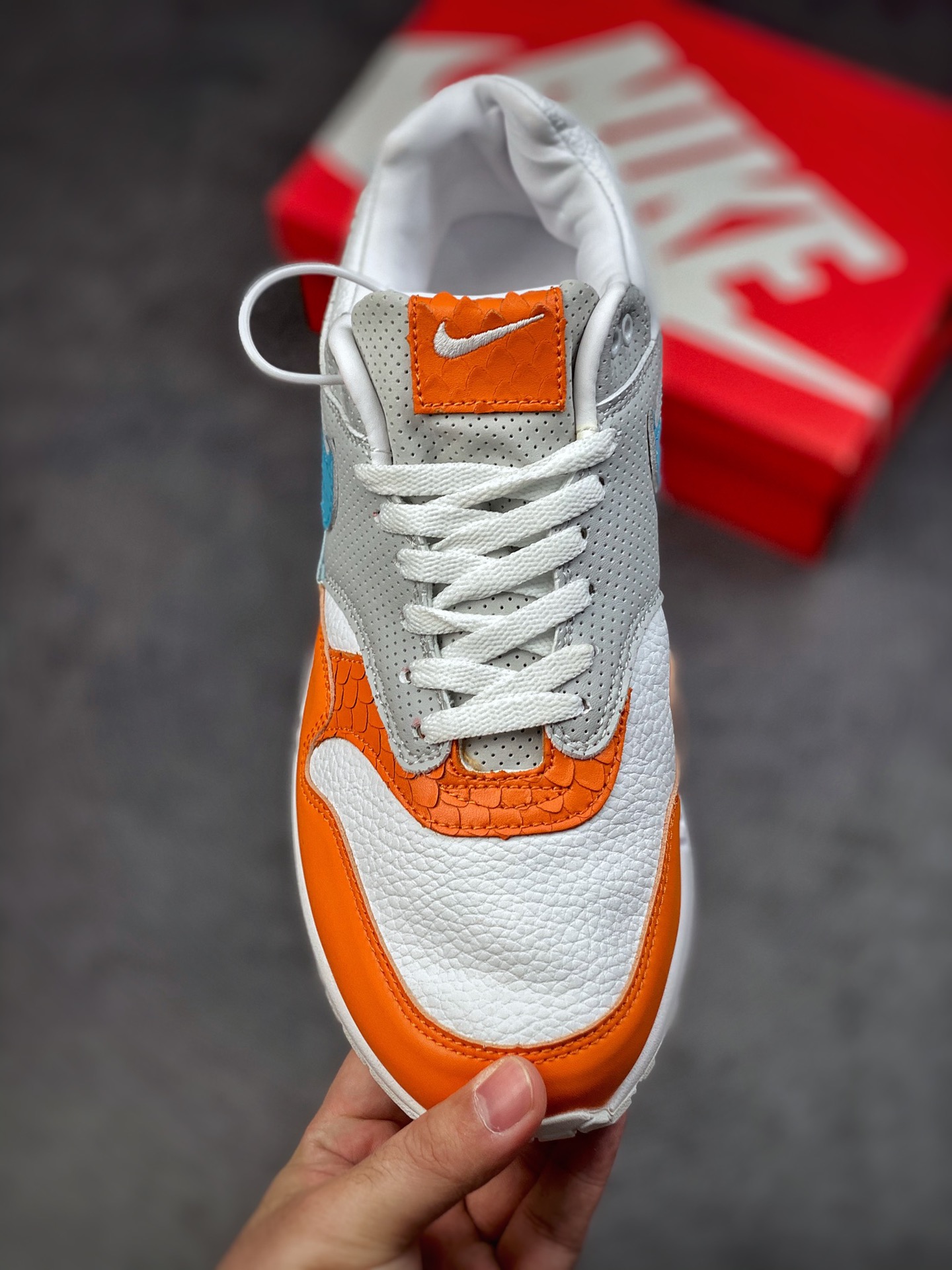 240 Nike Air Max 1 灰蓝橙 复古休闲跑步鞋 CT1623-001