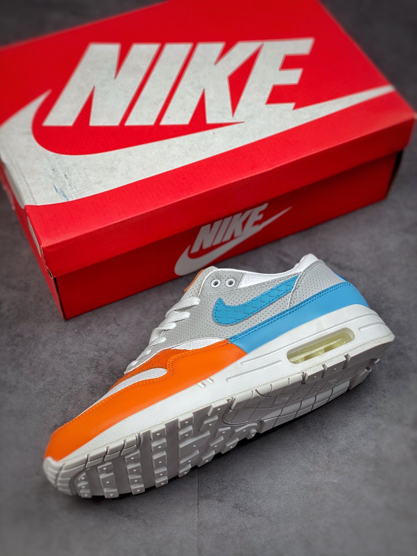 240 Nike Air Max 1 灰蓝橙 复古休闲跑步鞋 CT1623-001