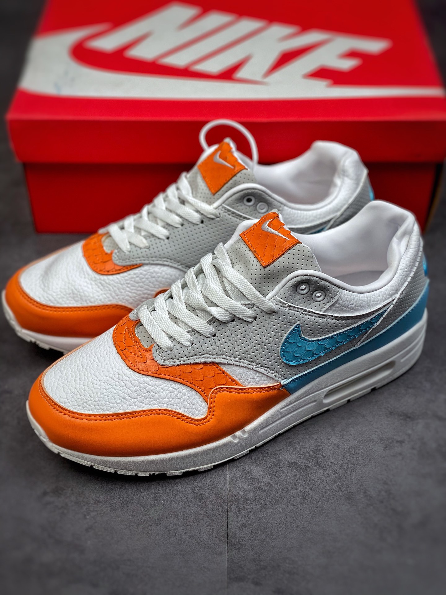 240 Nike Air Max 1 灰蓝橙 复古休闲跑步鞋 CT1623-001