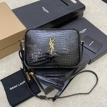 Yves Saint Laurent Camera Bags Crossbody & Shoulder Bags Black Cronze Color Genuine Leather Summer Collection