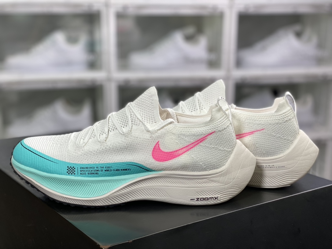 200 耐克ZoomX Vaporfly NEXT%”White/Pink/South Coast Blue”破2系列慢跑鞋DM4386-101