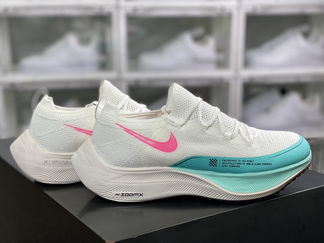 200 耐克ZoomX Vaporfly NEXT%”White/Pink/South Coast Blue”破2系列慢跑鞋DM4386-101