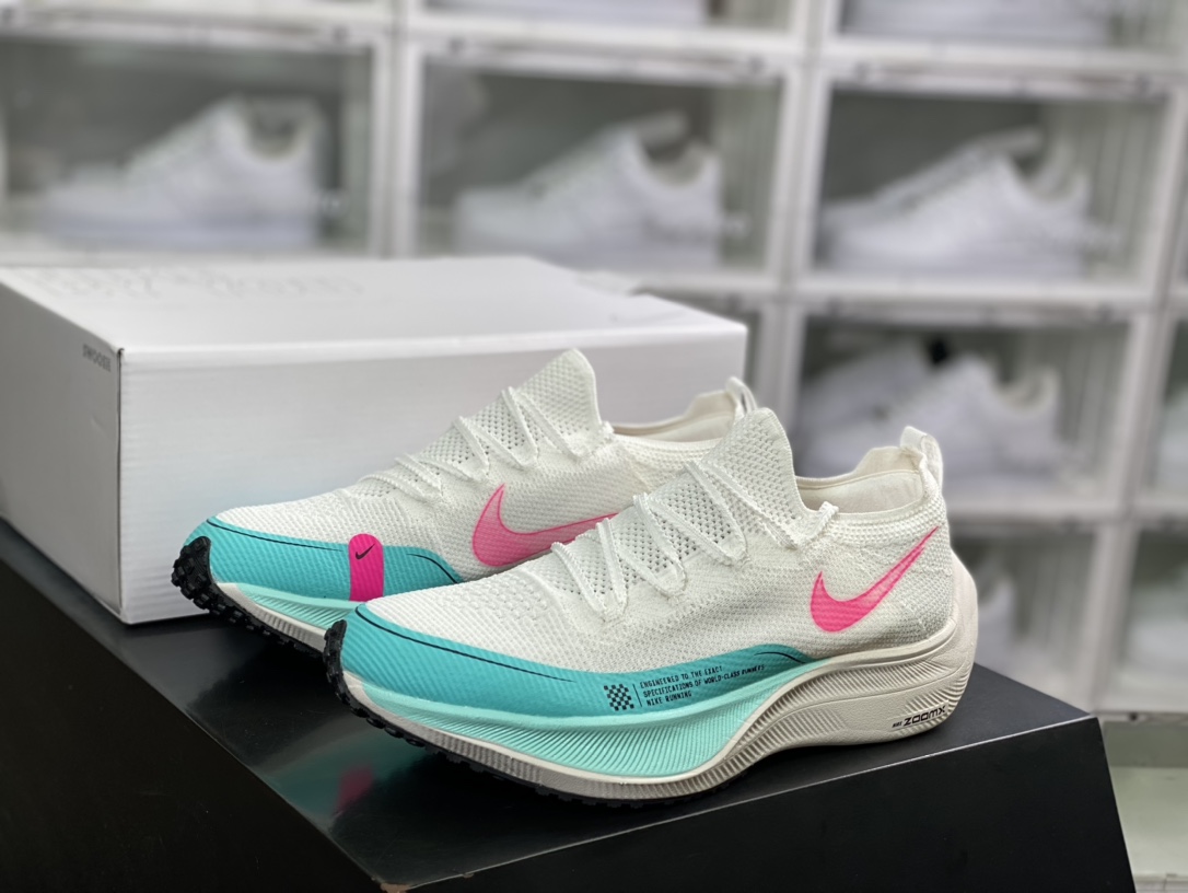 200 耐克ZoomX Vaporfly NEXT%”White/Pink/South Coast Blue”破2系列慢跑鞋DM4386-101