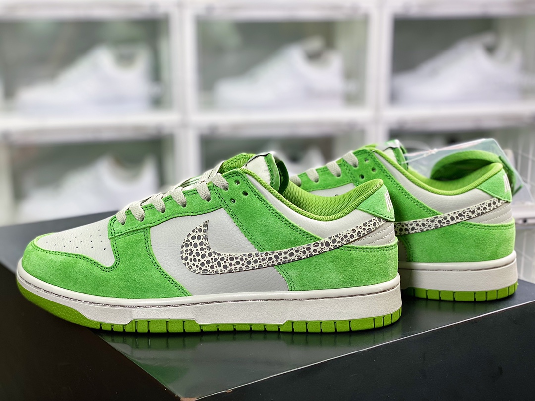 280  SB Dunk Low SE”Safari Swoosh”扣篮系列低帮休闲运动滑板板鞋“果绿浅灰石斑纹钩子”DR0156-300