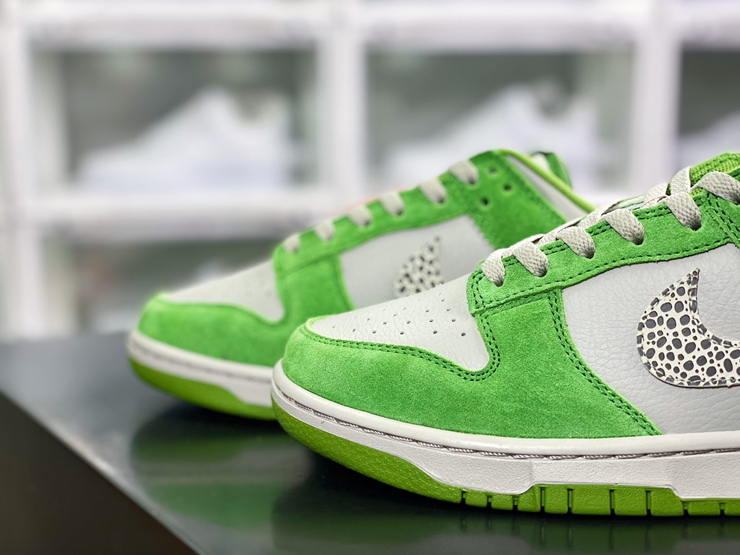 280  SB Dunk Low SE”Safari Swoosh”扣篮系列低帮休闲运动滑板板鞋“果绿浅灰石斑纹钩子”DR0156-300