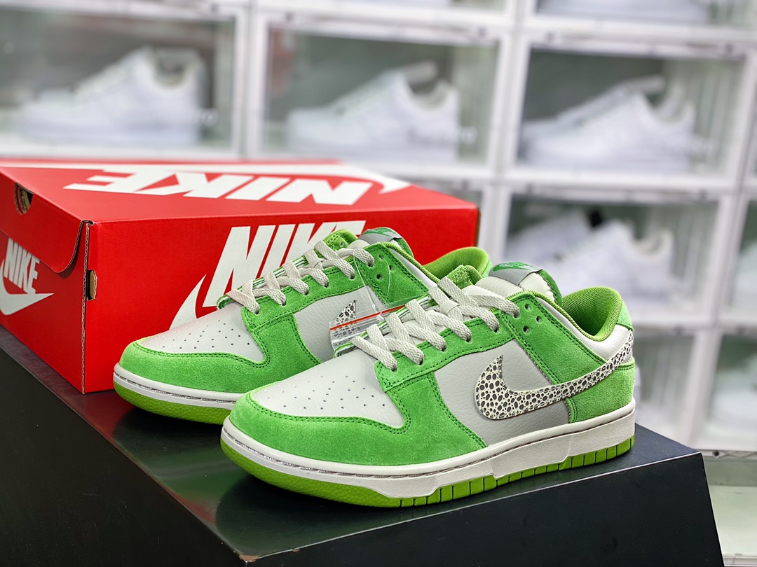 280  SB Dunk Low SE”Safari Swoosh”扣篮系列低帮休闲运动滑板板鞋“果绿浅灰石斑纹钩子”DR0156-300