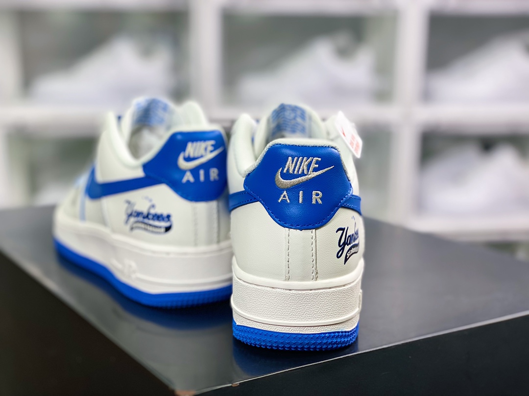 240 MLB x Air Force 1 Low”MLB/Blue”空军一号低帮经典百搭休闲运动板鞋“皮革米白宝蓝边NY印花”BS8806-522