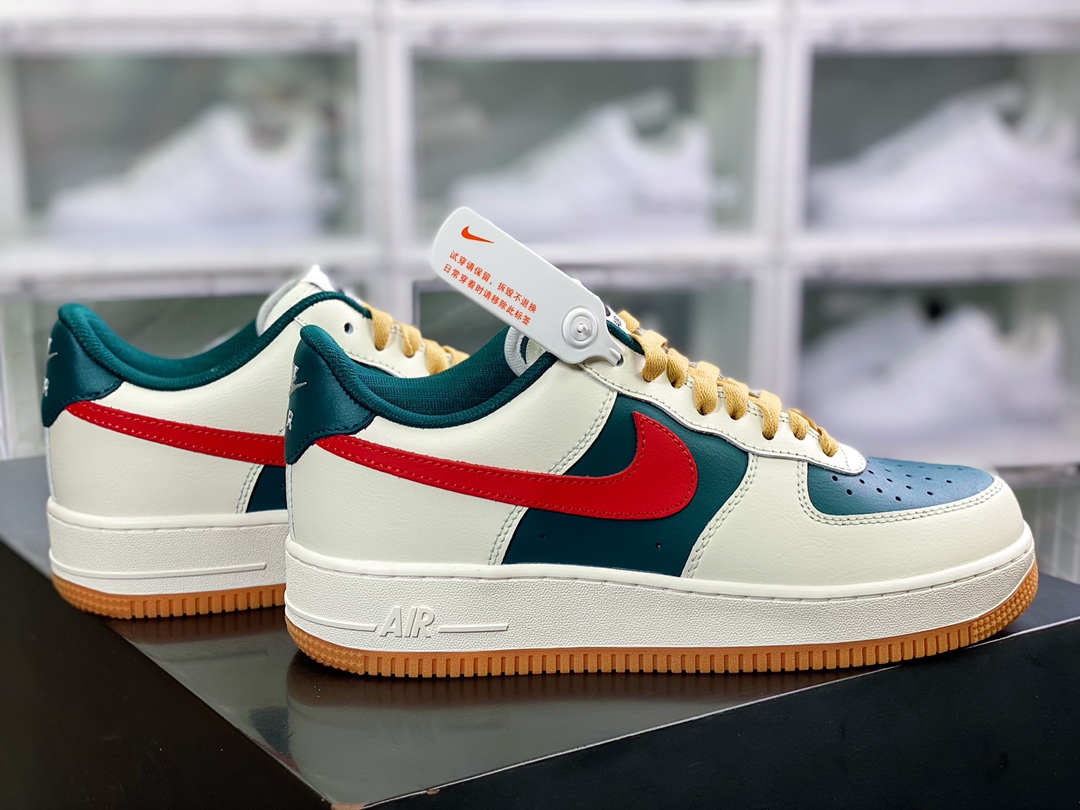200 Nike By You Air Force 1'07 Low Retro SP空军一号低帮经典百搭休闲运动板鞋“皮革白绿暗红”FD9063-163