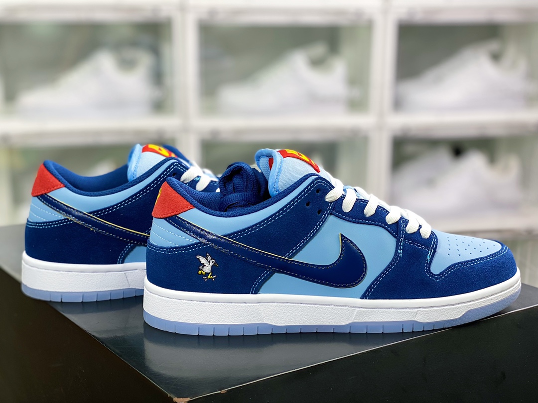 Why So Sad x SB Dunk Low Pro ”Decon Why SO Sad” dunk series low-top casual sports skateboard shoes ”dark blue light blue scratching bird embroidery” DX5549-400