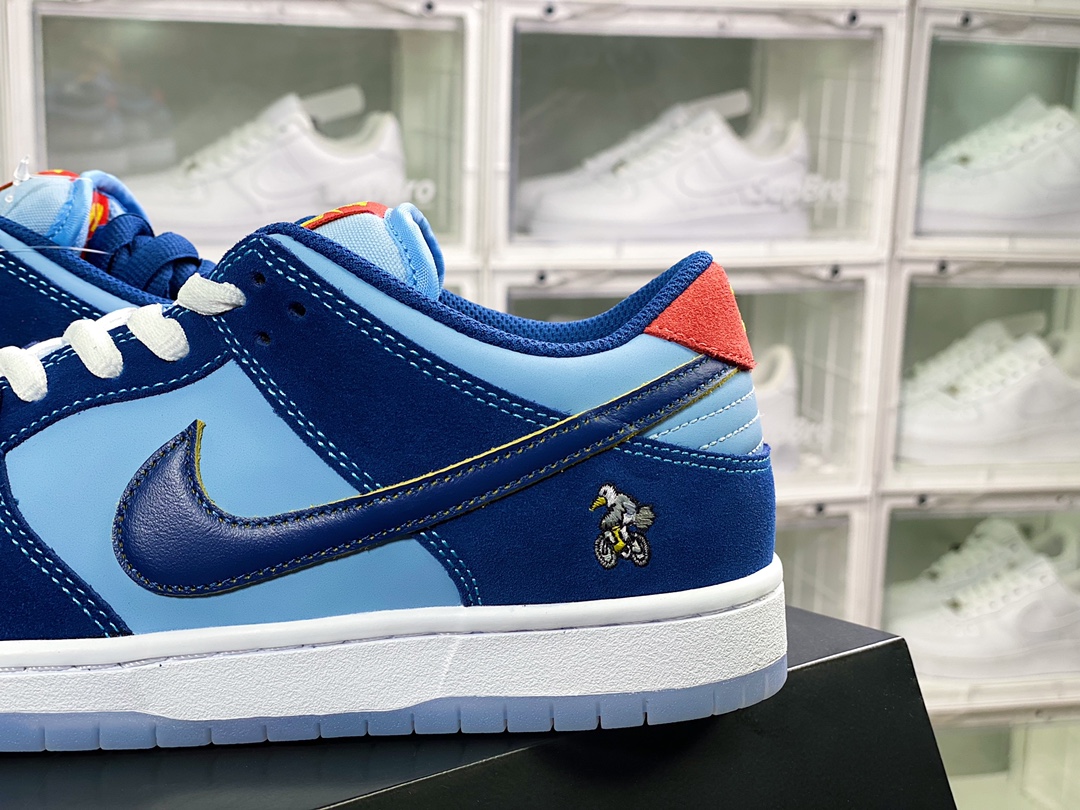 Why So Sad x SB Dunk Low Pro ”Decon Why SO Sad” dunk series low-top casual sports skateboard shoes ”dark blue light blue scratching bird embroidery” DX5549-400