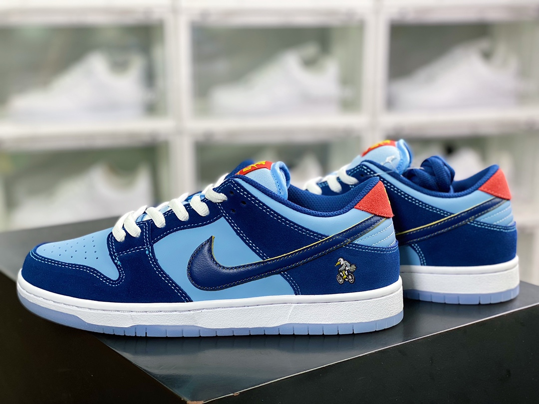 Why So Sad x SB Dunk Low Pro ”Decon Why SO Sad” dunk series low-top casual sports skateboard shoes ”dark blue light blue scratching bird embroidery” DX5549-400