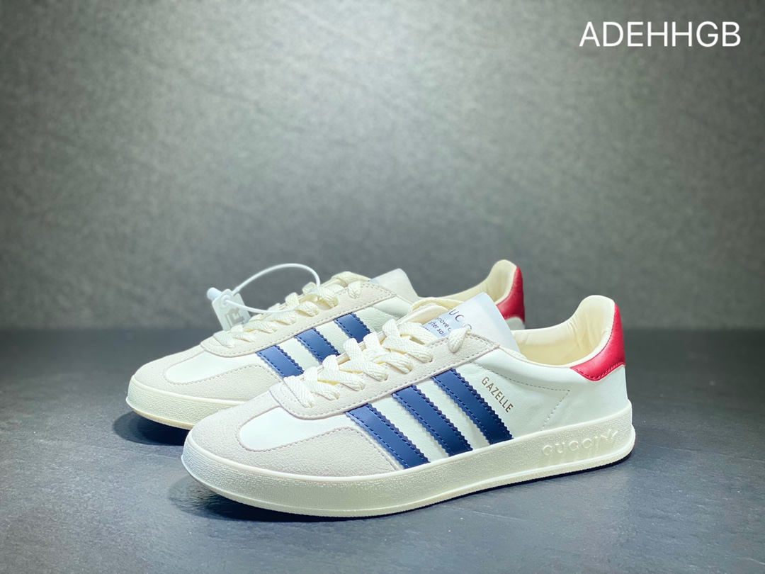 380. 意大利奢侈品牌-古驰Gucci x 德国运动品牌阿迪达斯Adidas Originals Gazelle”Esquisite Gucci”羚羊系列低帮复古百搭休闲运动板鞋