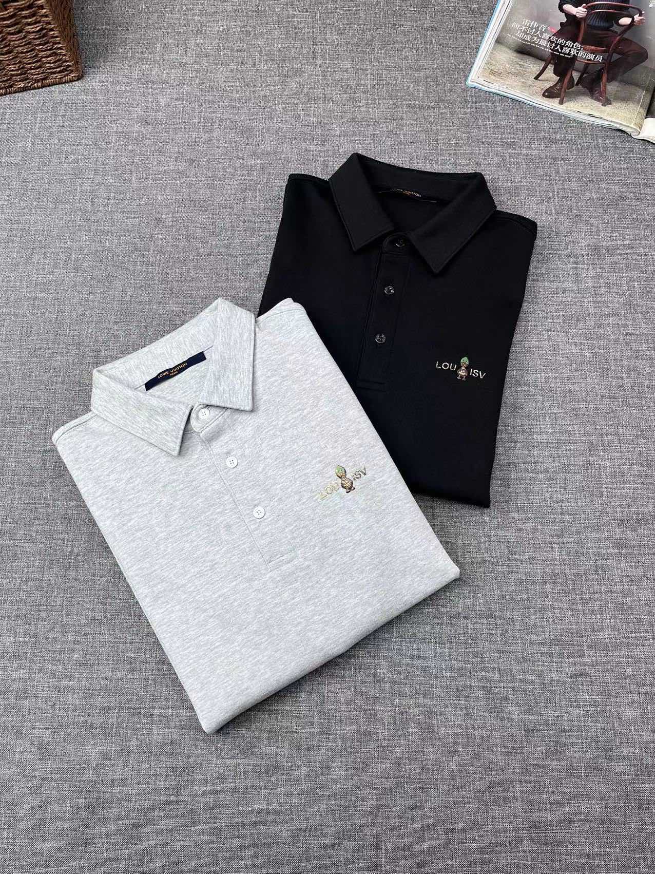 Louis Vuitton Clothing Polo Platinum White Men Vintage Long Sleeve