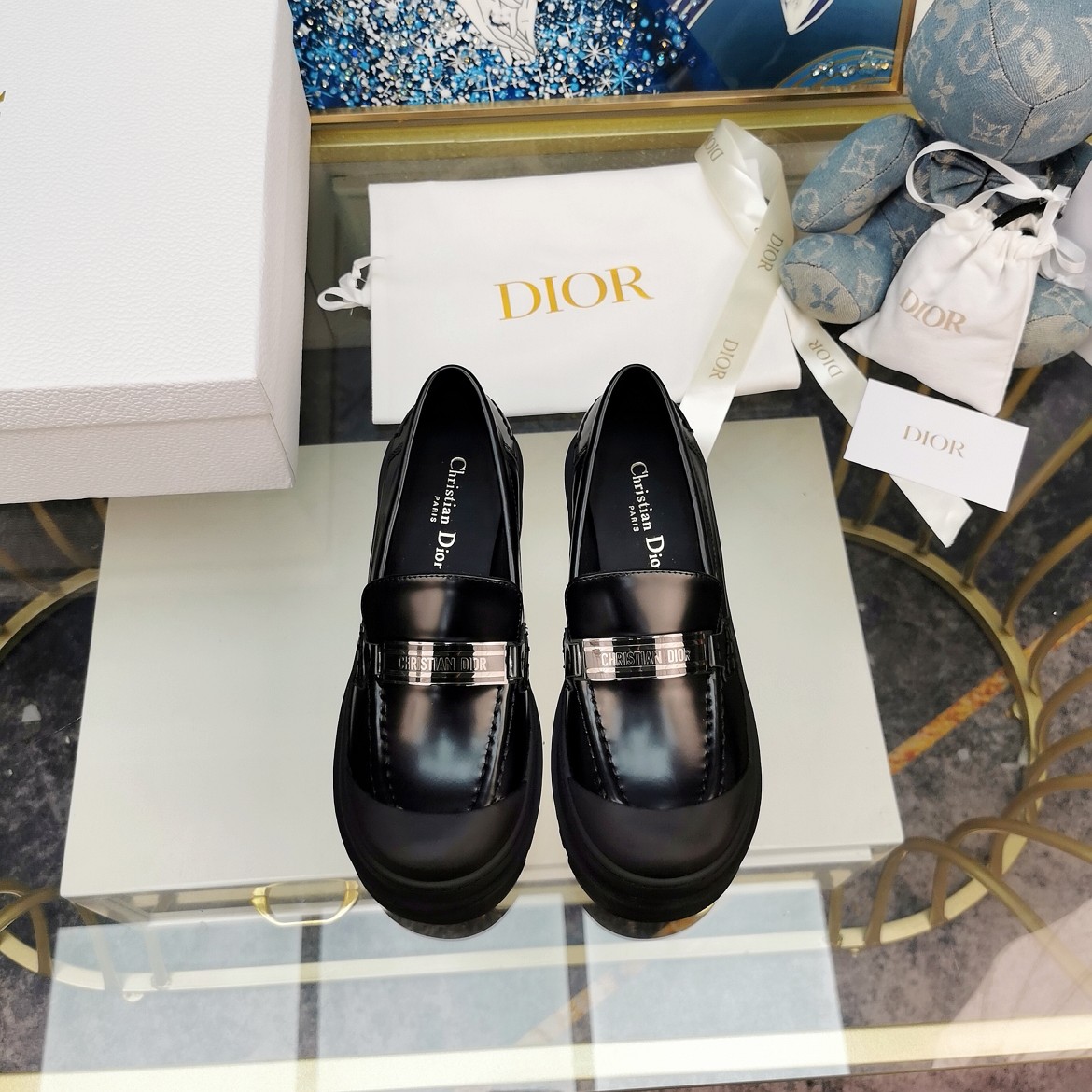 Dior Shoes Loafers Wholesale 2023 Replica
 Black Silver White Women Cowhide Fall/Winter Collection Fashion