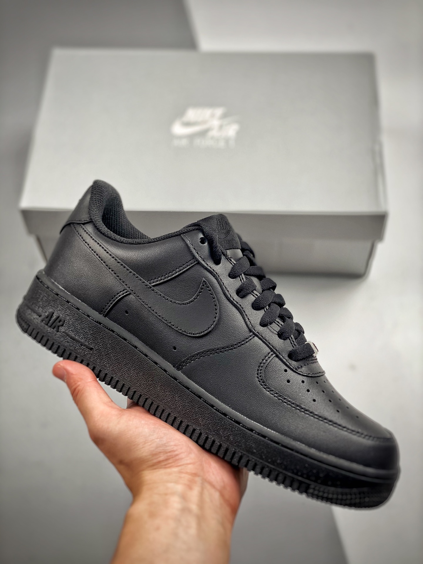 Núcleo 4 Air Force 1 Low "Triple white" negro puro Air Force low top línea de producción original #uso de cuero de fábr…