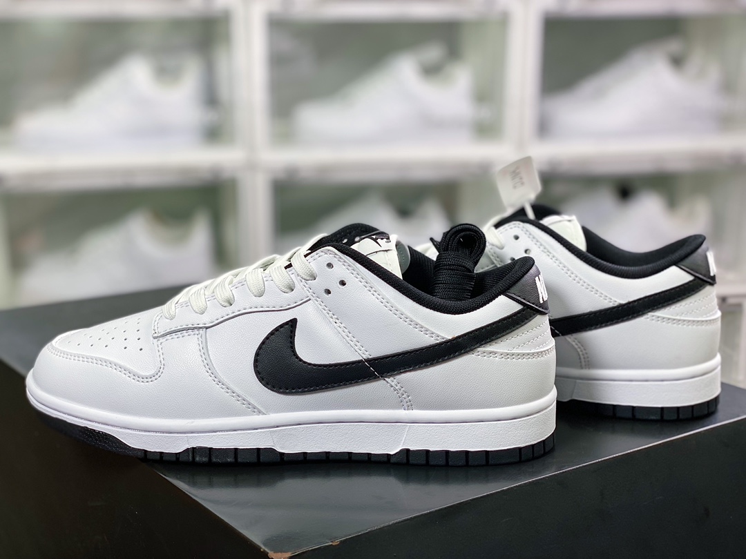 220  WMNS SB Dunk Low”White/Black”扣篮系列低帮休闲运动滑板板鞋“皮革白黑钩子”DD1503-113