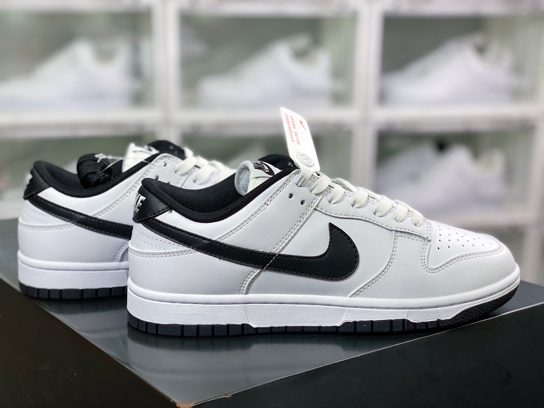 220  WMNS SB Dunk Low”White/Black”扣篮系列低帮休闲运动滑板板鞋“皮革白黑钩子”DD1503-113
