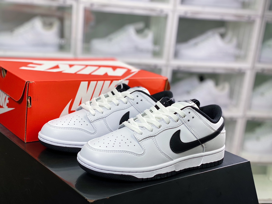 220  WMNS SB Dunk Low”White/Black”扣篮系列低帮休闲运动滑板板鞋“皮革白黑钩子”DD1503-113
