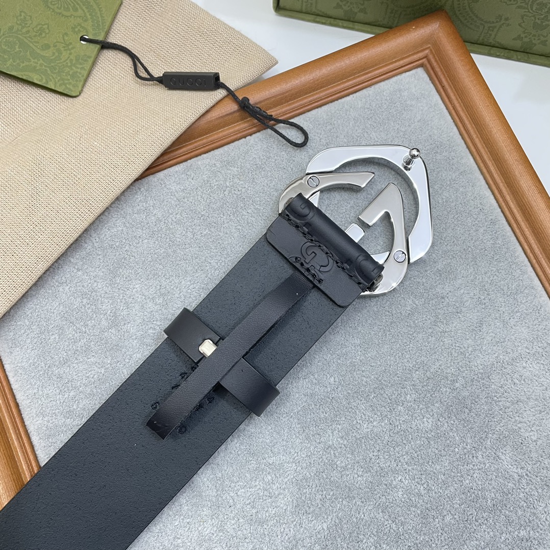 Gucci 纯原意大利进口树膏皮无夹层无贴面 一体成型 宽度4.0cm 菱形双G扣