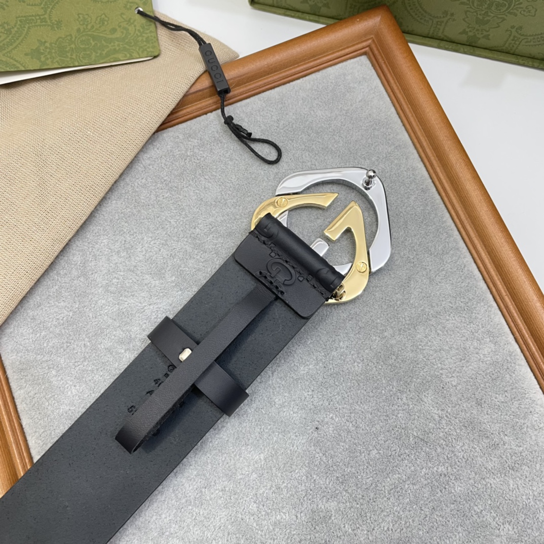 Gucci 纯原意大利进口树膏皮无夹层无贴面 一体成型 宽度4.0cm 菱形双G扣