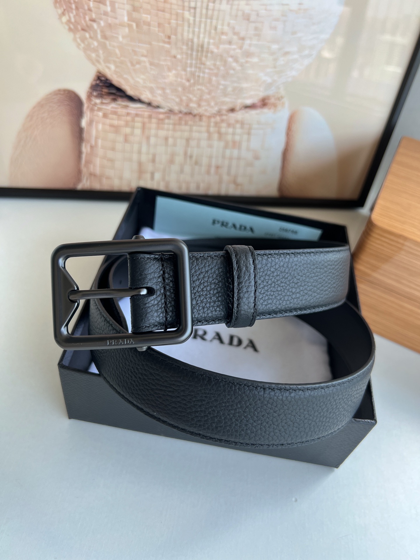 PRADA/普拉达 牛皮双面配色男士3.5cm腰带