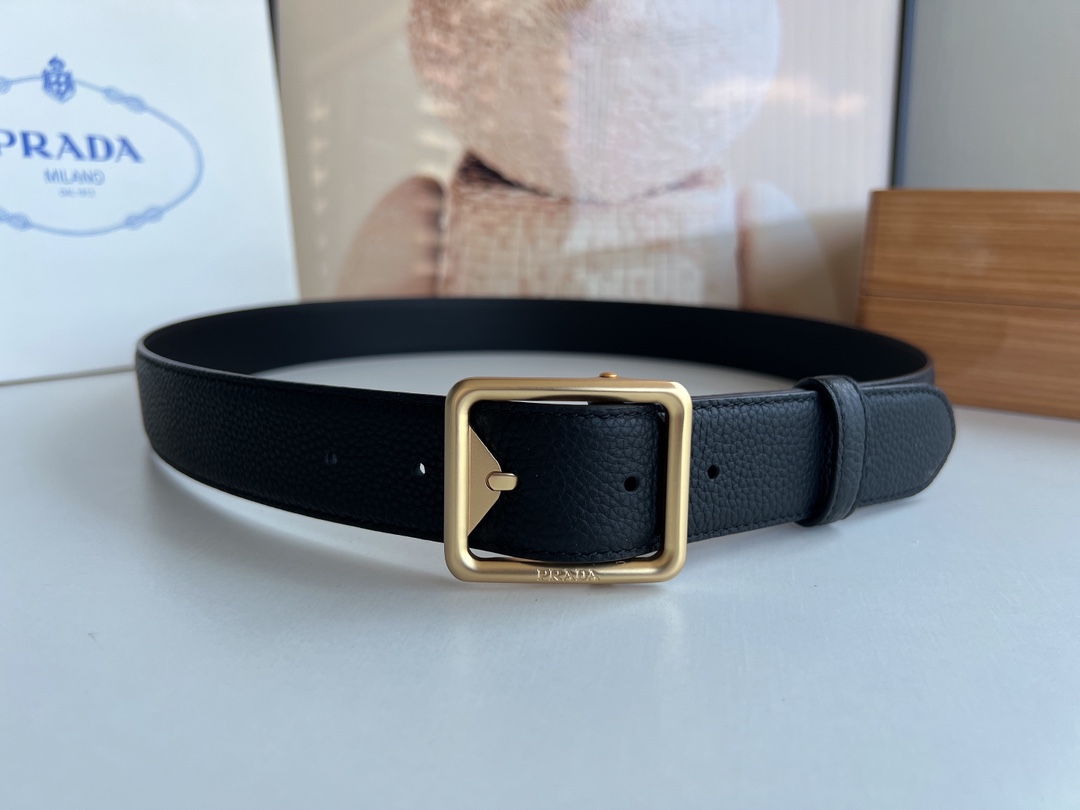 PRADA/普拉达 牛皮双面配色男士3.5cm腰带