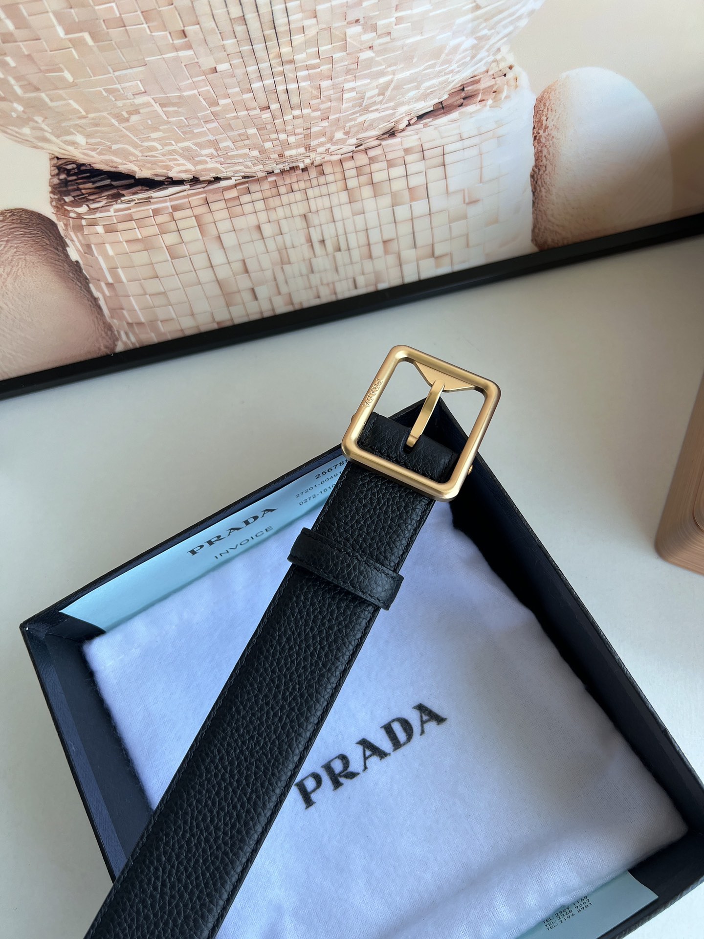 PRADA/普拉达 牛皮双面配色男士3.5cm腰带