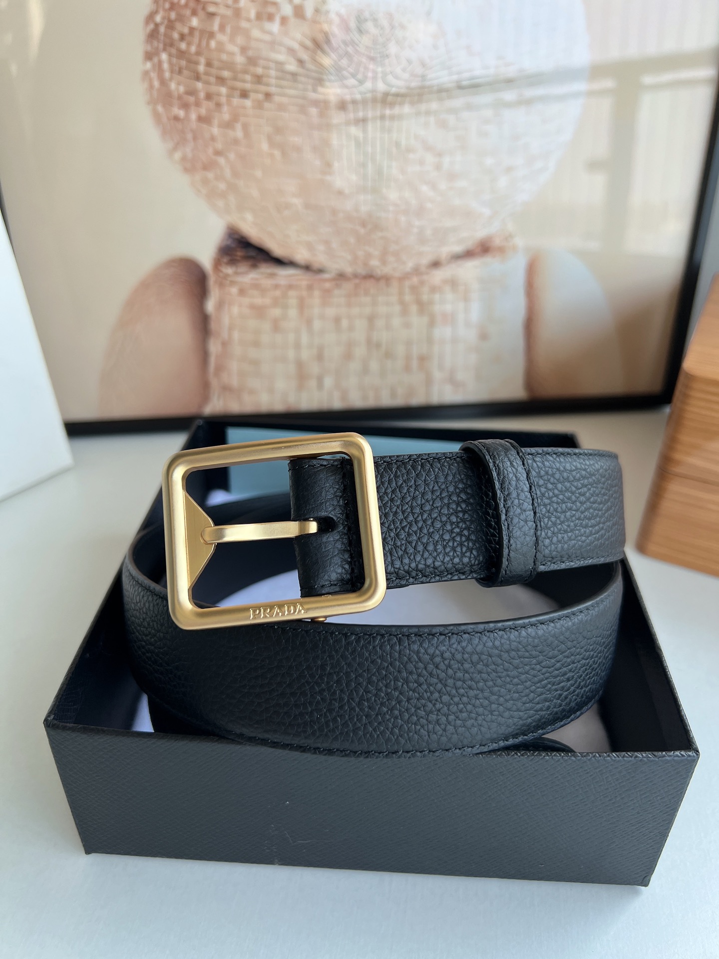 PRADA/普拉达 牛皮双面配色男士3.5cm腰带