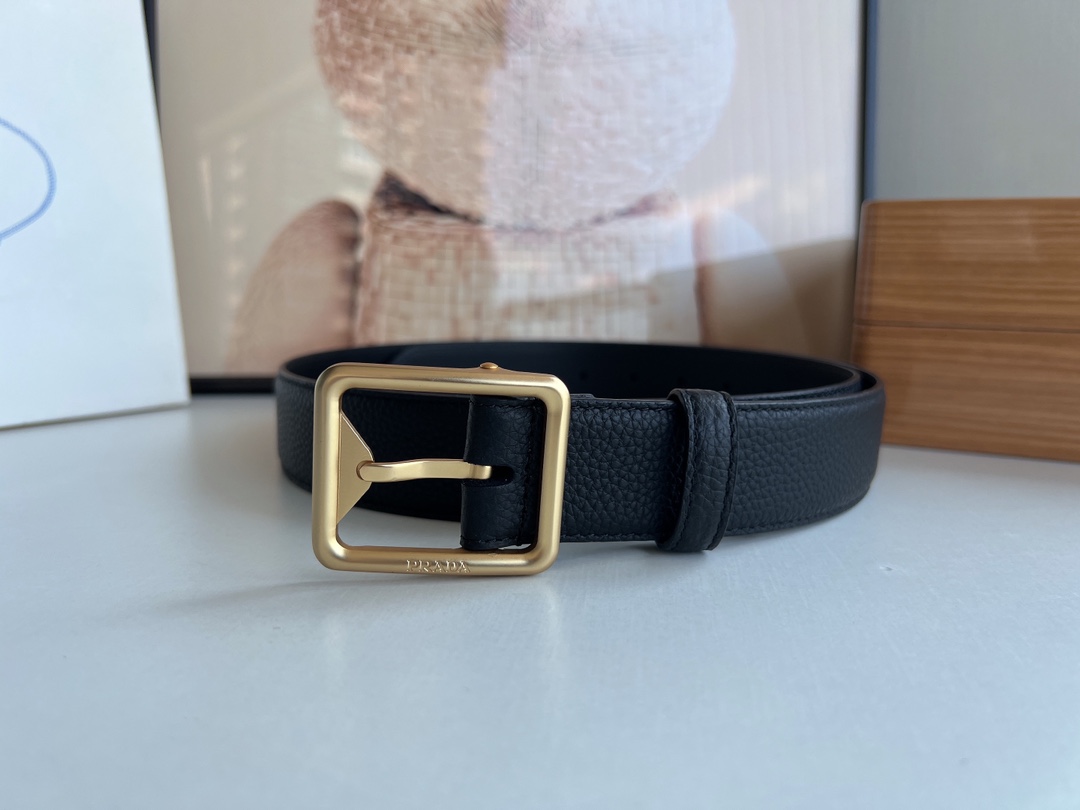 PRADA/普拉达 牛皮双面配色男士3.5cm腰带