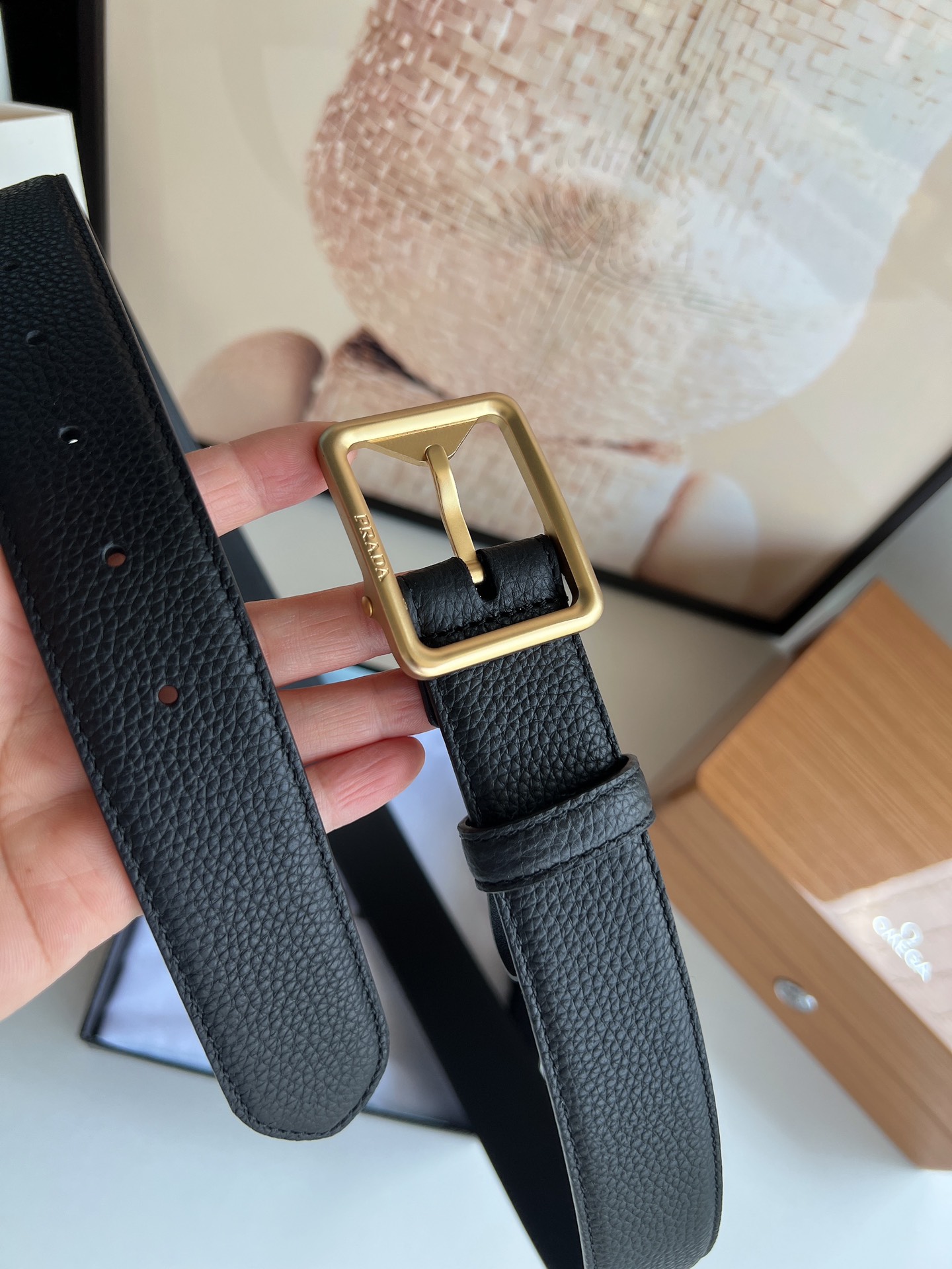 PRADA/普拉达 牛皮双面配色男士3.5cm腰带